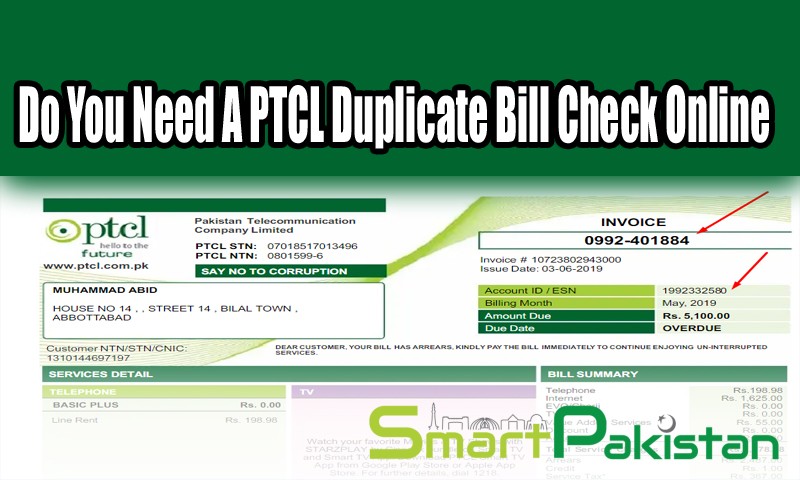 PTCL Duplicate Bill Online Print Free Download 2022